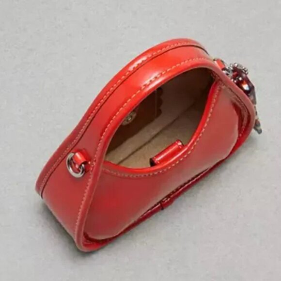 Coach Coachtopia Mini Ergo Crinkle Patent Bag Deep Orange CQ832 - Picture 11 of 12